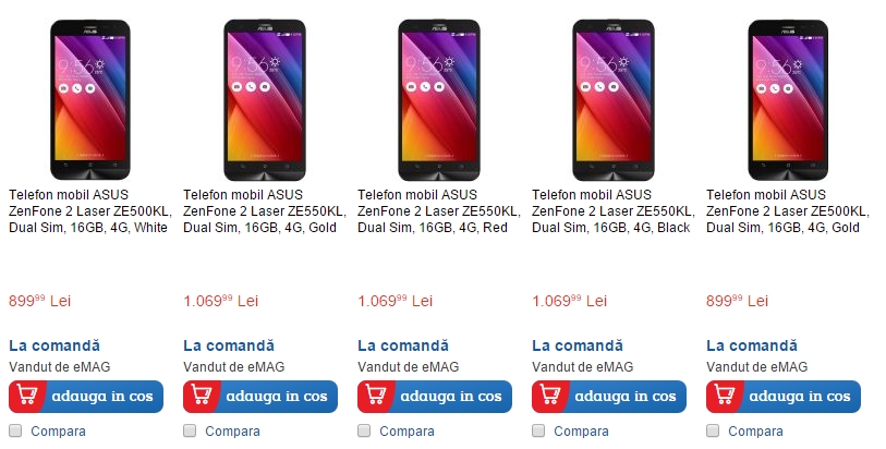 eMAG.ro aduce în stoc smartphone-ul Asus ZenFone 2 Laser; vine în variante de 5 și 5.5 inch