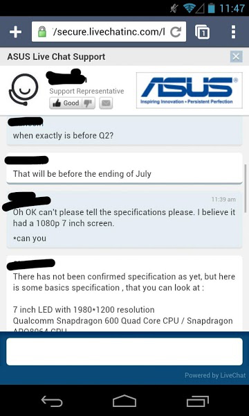 O discuție cu un reprezentant ASUS confirma specificațiile lui Nexus 7 2