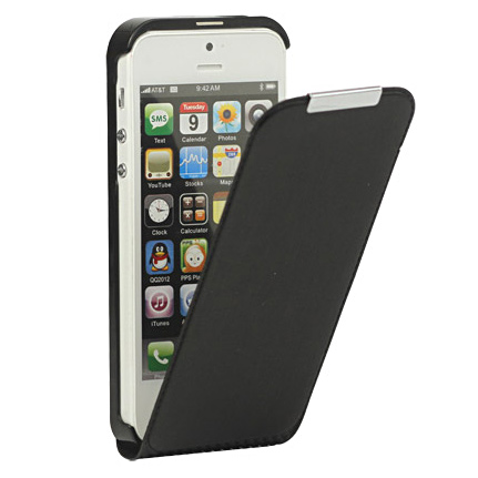 Husa iPhone 5 - satin Flip Type neagra de la CUBZ