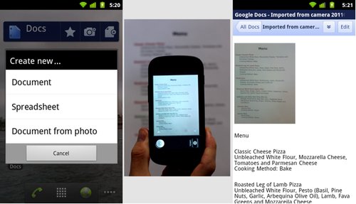 Google Docs pentru Android