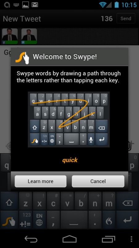 Swype pe Galaxy Nexus
