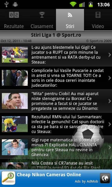 aplicație Liga I România pentru Android