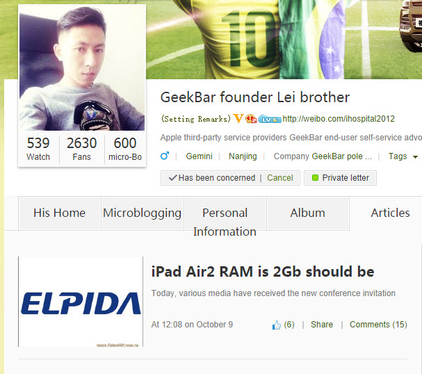 iPad Air 2 va sosi cu 2 GB RAM, conform unei surse apropiate de un producător japonez de RAM