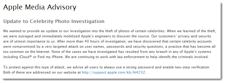 Comunicat de presa Apple