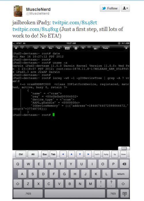 Noul iPad are parte de jailbreak deja, mulțumită lui MuscleNerd! Iată dovada!