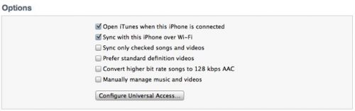 sincronizarea prin WiFi cu iTunes 10.5 și iOS 5