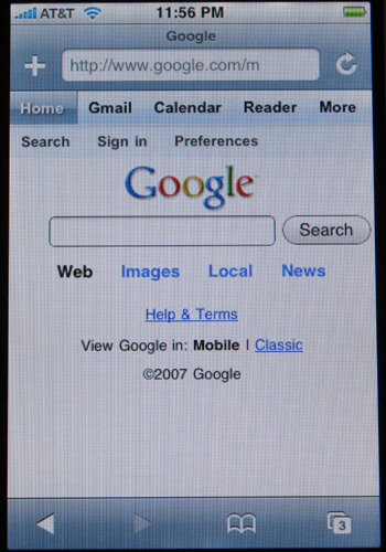 Pagina Google optimizata pentru iPhone