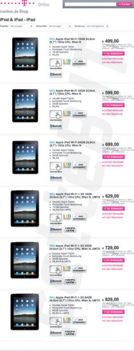 Apple iPad va costa 499 de euro in Germania, la fel si in Romania (plus TVA)