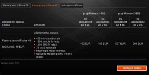 Pretul lui iPhone 4 in Romania, dezvaluit de Orange
