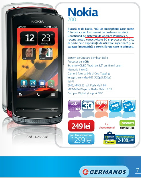 Nokia cu Windows 7 la bord, o realitate în ograda Germanos