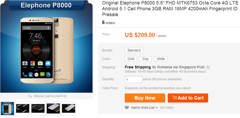 Pret Elephone P8000