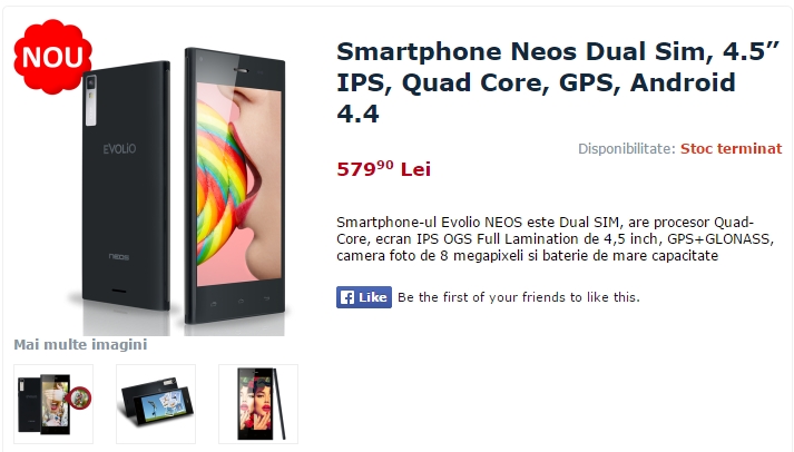 Noul smartphone Evolio Neos Își dezvăluie specificațiile și prețul oficial