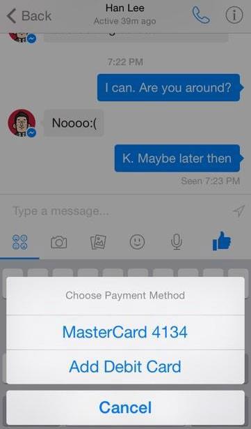 Facebook pregătește plăți prin aplicația Facebook Messenger, conform unor screenshoturi ajunse pe web