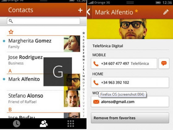 capturi de ecran din Firefox OS