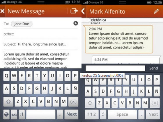 capturi de ecran din Firefox OS