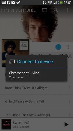 Chromecast Music Streaming de pe telefon.