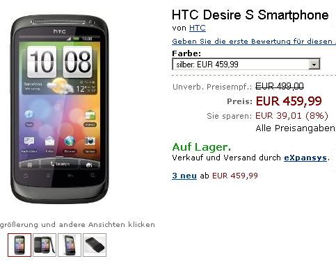 HTC Desire S sosește În Europa la prețul de 459.99 euro