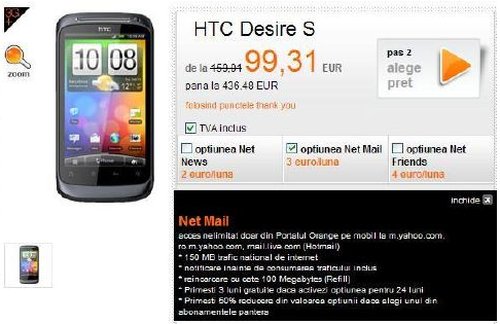 Pret HTC Desire S la Orange