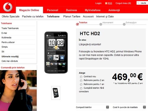 HTC HD2, disponibil prin Vodafone Romania