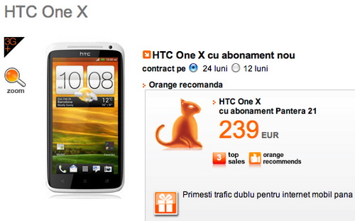HTC One X afișat în oferta Orange România