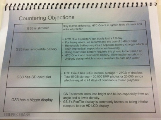 Ghid pentru echipa de vÎnzări HTC, care arată de ce ar trebui ales HTC One X În defavoarea lui Samsung Galaxy S III