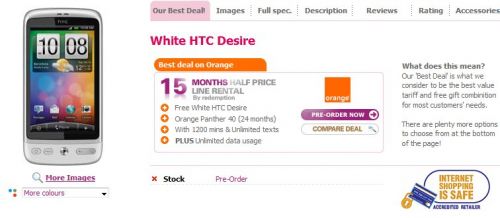 HTC Wildifire in varianta argintie; HTC Desire in alb, de dragul varietatii...