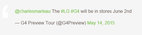 LG G4 ar putea debuta pe 2 iunie, conform unui tweet şters între timp