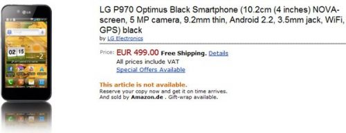 LG Optimus 2X și Optimus Black apar pe Amazon cu prețul de 499 euro; nu sunt disponibile Încă!