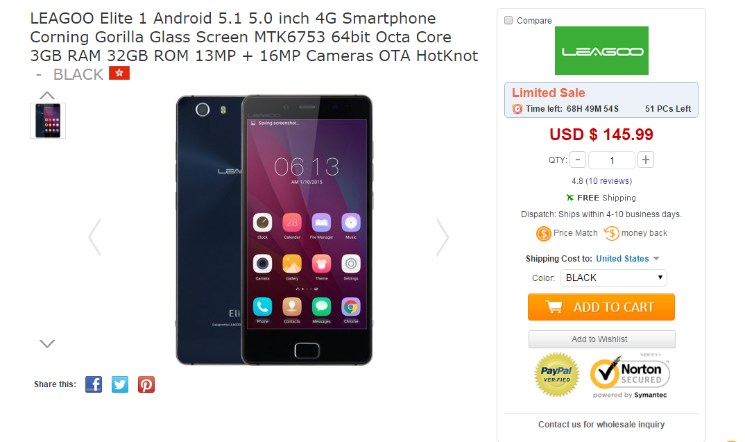 Leagoo Elite 1 are parte de reduceri speciale: telefonul cu 3 GB RAM, camere cu interpolare costă doar 145 dolari (Stoc limitat!)