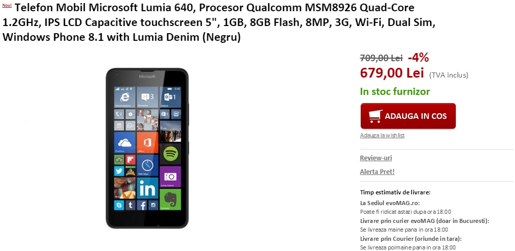 Pret Lumia 640