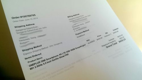 Telefonul OnePlus One poate fi comandat din România, la prețul de 1.330 lei plus vamă; Am făcut comandă!