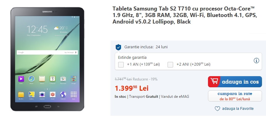 Samsung Galaxy Tab S2 la reducere