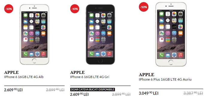 iPhone 6 primește o reducere de 10% pe QuickMobile.ro; poate fi cumpărat pentru suma de 2.609 lei