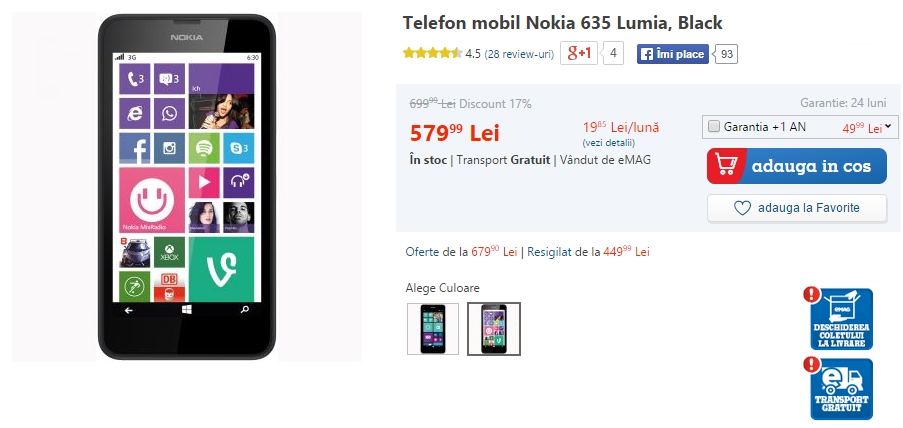 Nokia Lumia 635 la reducere