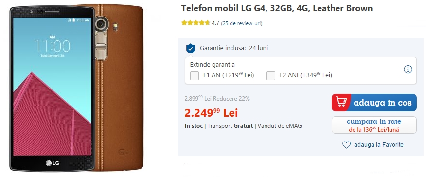 LG G4 la reducere