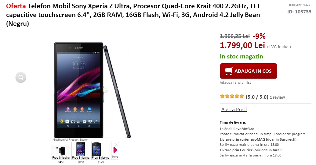 evoMAG.ro oferă o serie de reduceri speciale pentru smartphone-urile din stoc; Nokia Lumia 1320 costă acum 1.199 lei!