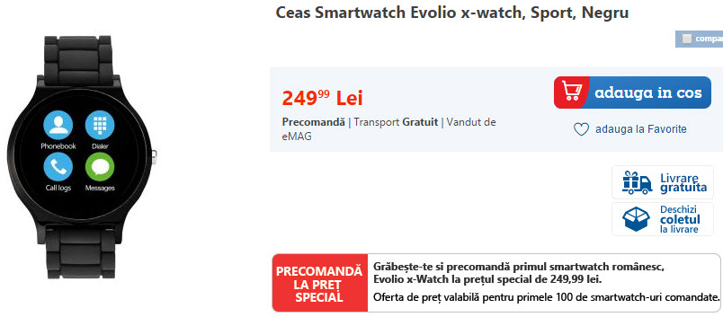 Smartwatch-ul Evolio x-watch disponibil acum la eMAG.ro la precomandă, cu un preţ special