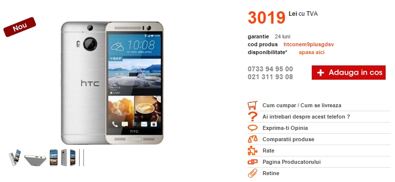 HTC One M9 Plus poposește în oferta Cel.ro; iată cât costă varianta superioară a lui M9