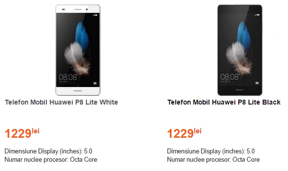 Huawei P8 Lite este disponibil la CEL.ro pentru suma de 1.229 lei