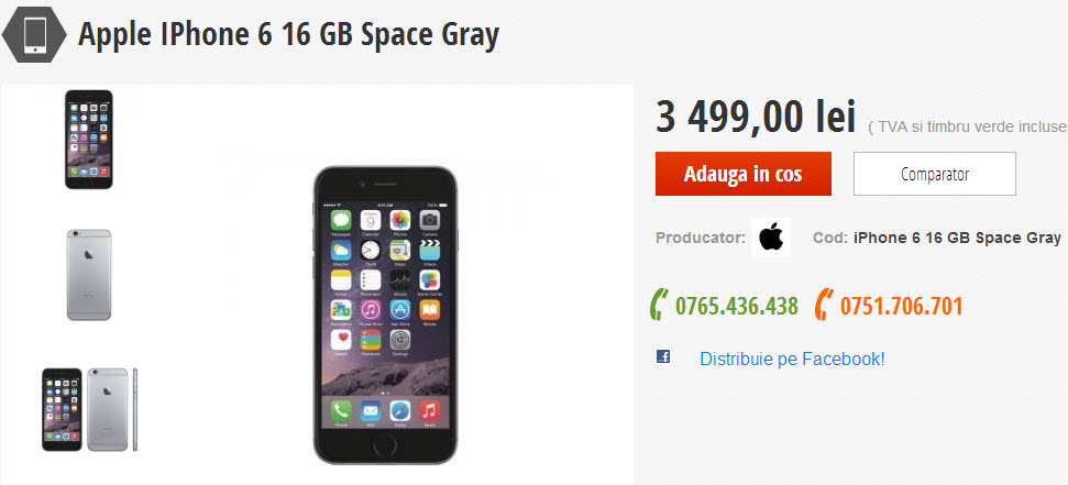 iPhone 6 space gray și gold disponibil acum la MobileTrend.ro, la prețul de 3.499 lei