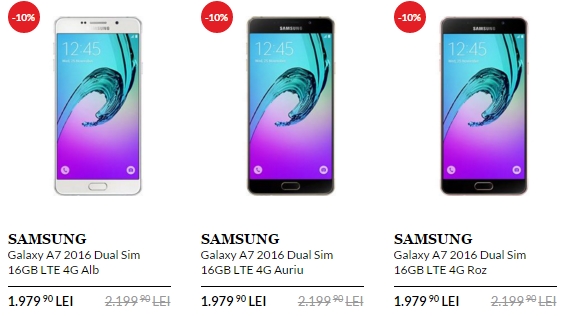 QuickMobile aplică o reducere de 10% pentru phablet-ul Samsung Galaxy A7 (2016); iată noul preț