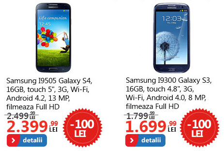 Galaxy S3 și S4 cu reducere