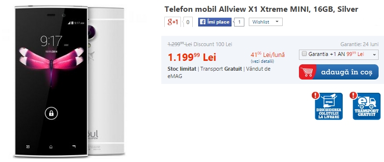 Allview X1 Xtreme Mini disponibil și prin intermediul eMAG.ro la prețul de 1.199 lei