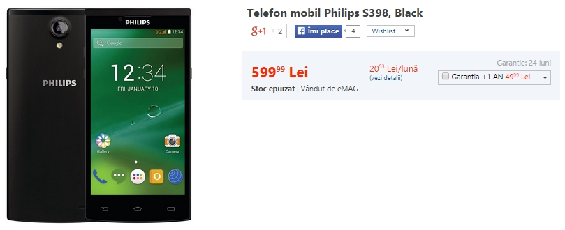 Philips S398 ajunge În oferta eMAG la prețul de 599 lei