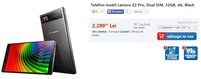 Lenovo Z2 Pro, Dual SIM, 32GB