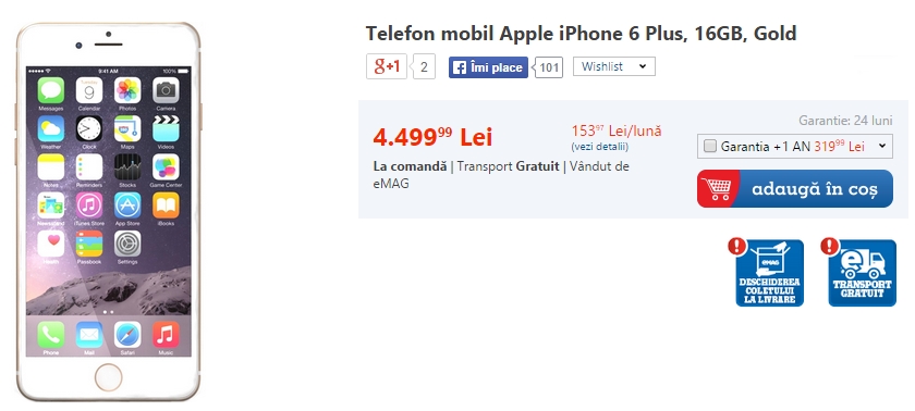 iPhone 6 Plus disponibil și el la comandă prin eMAG.ro