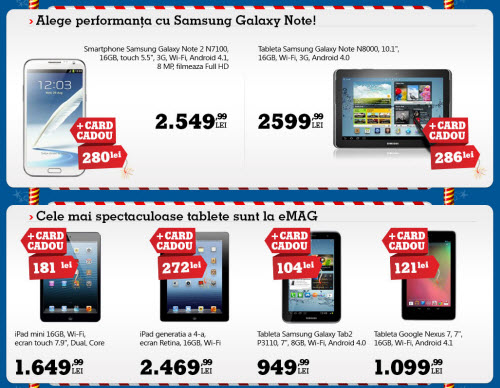 iPad mini si Galaxy Note II la reducere