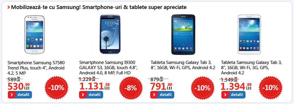 eMAG oferă Samsung Blue Weekend; Galaxy S3 coboară sub pragul de 1200 lei