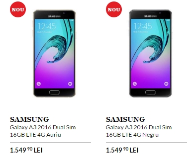 Samsung Galaxy A3 (2016) sosește în oferta QuickMobile; este vândut la un preț de 1.549 lei