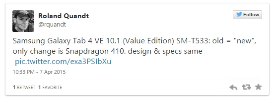 Samsung pregătește un upgrade minor pentru tableta Galaxy Tab 4 10; un chip 64-bit Snapdragon 410 va fi inclus la pachet